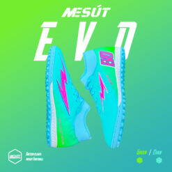 Giày Đá Bóng Mesút EVO Xanh Cổ Cao