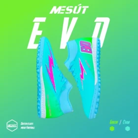 Giày Đá Bóng Mesút EVO Xanh Cổ Cao