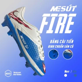 Giày Đá Banh Mesut Fire_FG Xanh Trắng_Thethaomesut