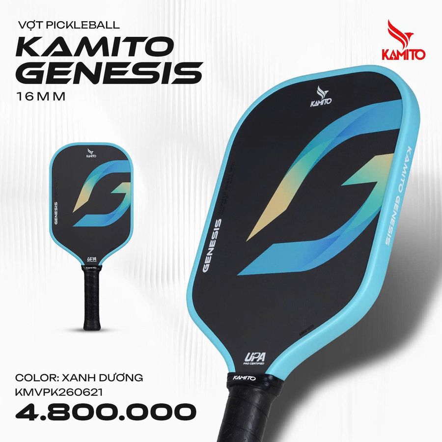 Vợt Pickleball Kamito Genesis Xanh Dương Viền Trắng(16mm)